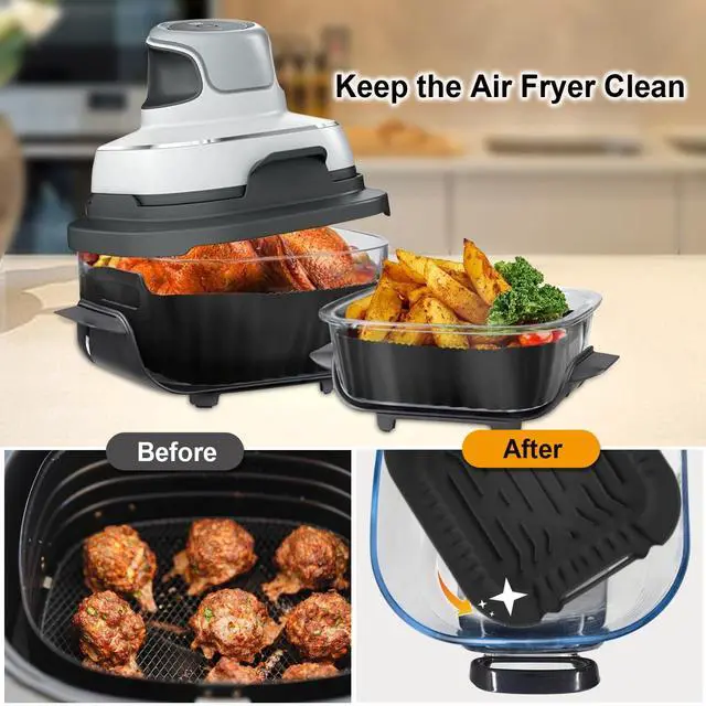 Alt view image 5 of 7 - Silicone Heat Resistant Mat for Ninja Crispi,2Pc Silicone Air Fryer Liners for Ninja Crispi 4-QT&6-Cup Container Compatible with FN101GY/FN101SG/FN101ST,Reusable Air Fryer Accessories for Ninja Crispi