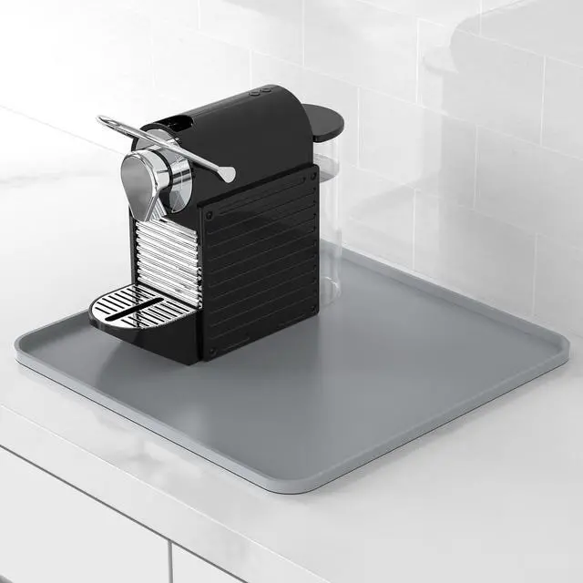 Main image of Silicone Coffee Mat,16"×16" Waterproof Heat Resistant Bar Mat for Espresso Machine Station Accessories,Non Slip Dish Drying Mat for Kitchen Counter,Home Decor Essentials,Grey