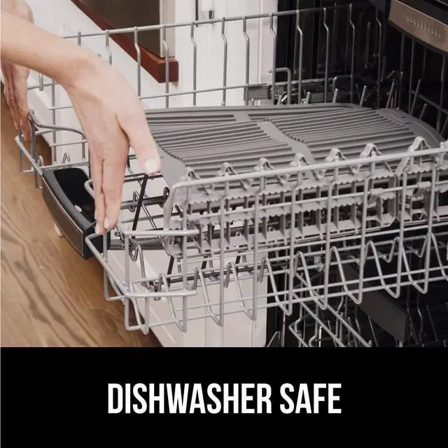 Alt view image 6 of 7 - 100% BPA-Free Patented Silicone Dish Drying Mat for Kitchen Counter, Water Catching Ribbed Design, Easy Clean Waterproof Sink Liner, Heat Resistant, Fits Under Rack, 12x16 Inch, Gray