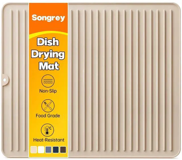 Main image of 18" x 16" Silicone Dish Drying Mat, Kitchen Counter Drying Pad for Sink Dishes or Under Rack, Multi-Use as Heat Resistant Trivet, Coffee Bar Mat
