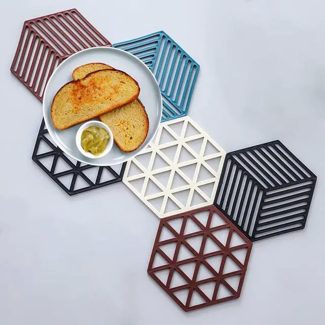 Alt view image 5 of 5 - Set of 8 Silicone Trivet Mats and Hot Pads, Trivets for Hot Dishes, Hot Pads Pot Holders, Non-Slip Silicone Mats for Kitchen Dining Table Supplies (Triangle)
