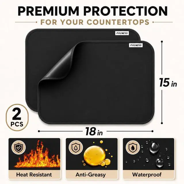 Alt view image 3 of 7 - 2pack Heat Resistant Mat for Air Fryer, 15x18in Heat Resistant Mat for Countertop, Silicone Kitchen Countertop Hot Pads for Air Fryer, Deep Fryer, Oven