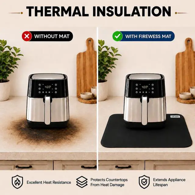 Alt view image 4 of 7 - 2pack Heat Resistant Mat for Air Fryer, 15x18in Heat Resistant Mat for Countertop, Silicone Kitchen Countertop Hot Pads for Air Fryer, Deep Fryer, Oven