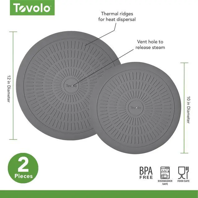 Alt view image 5 of 6 - Silicone Microwave Mats 10 & 12 Inch Set of 2 Heat Resistant Non Slip Silicone Trivet for Hot Plate Bowl Mug, Dishwasher Safe Barrier Mats with Thermal Ridges for Heating & Handling Cookware