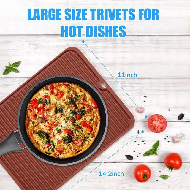 Alt view image 2 of 7 - Silicone Trivet Mat Extra Large Heat Resistant Non-Slip Pot Holder Multi Purpose Kitchen Hot Pad for Hot Dish Mat Utensil Drying Rack 14.2"×11 "