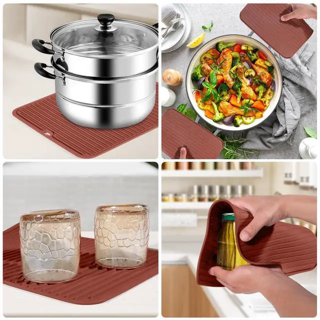 Alt view image 4 of 7 - Silicone Trivet Mat Extra Large Heat Resistant Non-Slip Pot Holder Multi Purpose Kitchen Hot Pad for Hot Dish Mat Utensil Drying Rack 14.2"×11 "