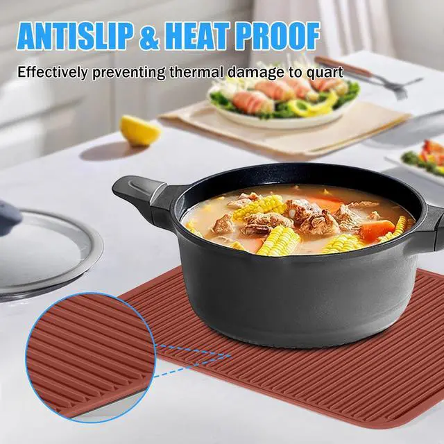 Alt view image 5 of 7 - Silicone Trivet Mat Extra Large Heat Resistant Non-Slip Pot Holder Multi Purpose Kitchen Hot Pad for Hot Dish Mat Utensil Drying Rack 14.2"×11 "