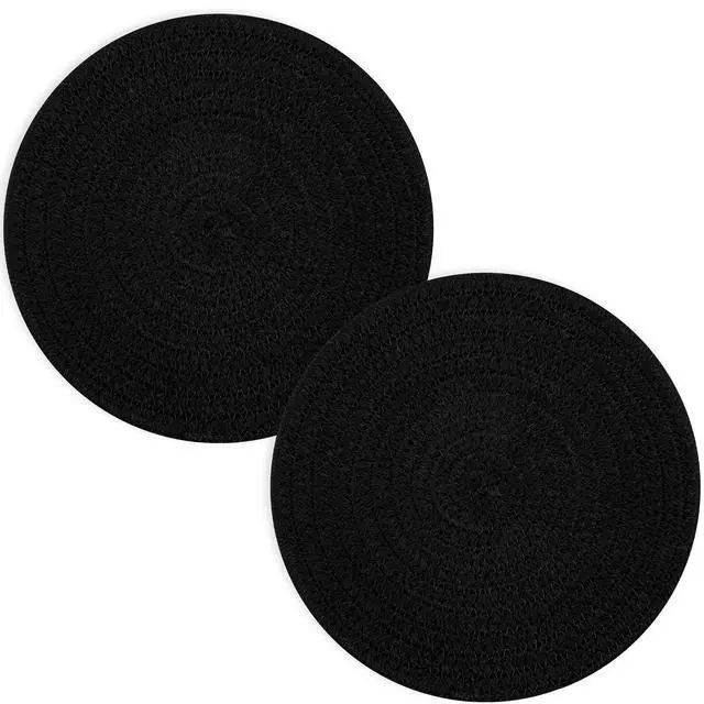 Main image of Trivets for Hot Dishes, Pots and Pans, Hot Pads 8 Inches 2 Pcs, Pot Holders for Kitchen, Heat Resistant Mat Protect Counter, Large Coasters Set Home Essentials Farmhouse Decor (Black)