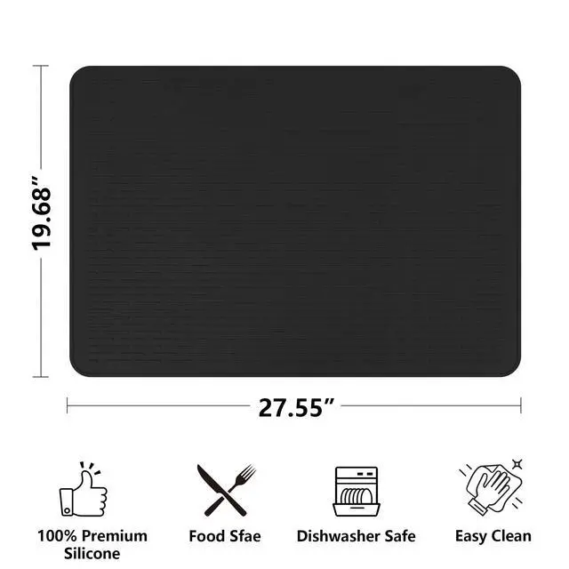 Alt view image 2 of 6 - Stove Top Cover for Electric Stove- Range Covers for Electric Stove,Silicone XXL Dish Drying Mat, Glass Cooktop Covers, Flat RV Range top Mats (Black, 28"x20")