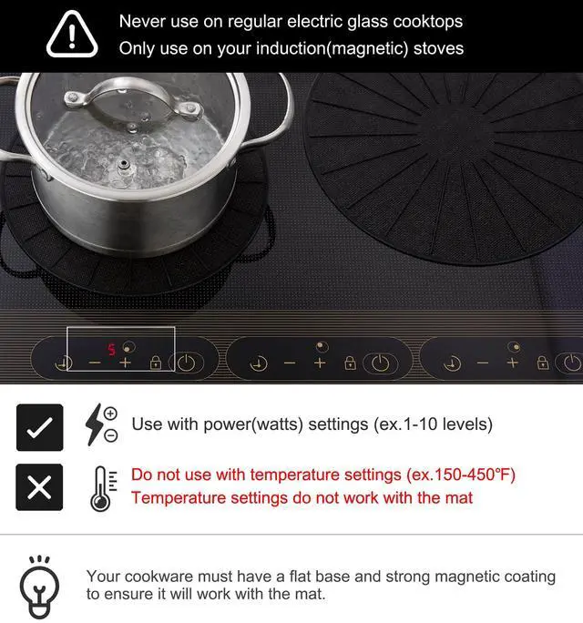 Alt view image 3 of 7 - Induction Cooktop Mat - Silicone Fiberglass Scratch Protector - for Magnetic Stove - Non Slip Pads to Prevent Pots from Sliding During Cooking_ Black (7.8inches)