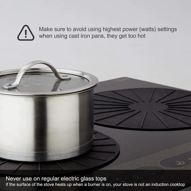 Alt view image 6 of 7 - Induction Cooktop Mat - Silicone Fiberglass Scratch Protector - for Magnetic Stove - Non Slip Pads to Prevent Pots from Sliding During Cooking_ Black (7.8inches)