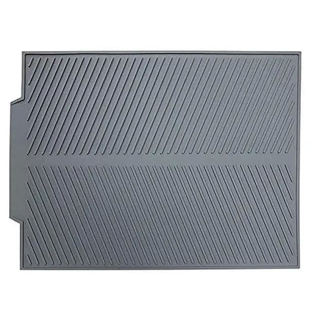 Alt view image 2 of 6 - Silicone Dish Drying MatBuilt-in Drain Lip, Easy Clean Reusable Sink Mat, Flexible Heat-resistant Dish Drain Kitchen Counter, Eco-friendly Hot Pot Holder Trivet(Grey, 17 x 13), Grey-slope