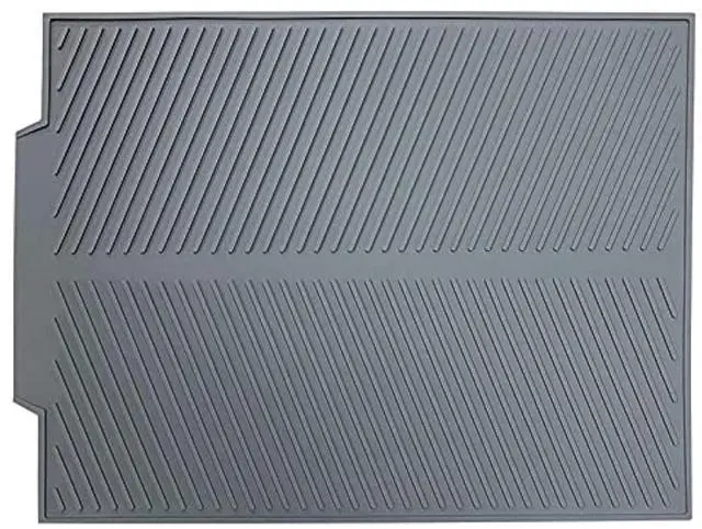 Main image of Silicone Dish Drying MatBuilt-in Drain Lip, Easy Clean Reusable Sink Mat, Flexible Heat-resistant Dish Drain Kitchen Counter, Eco-friendly Hot Pot Holder Trivet(Grey, 17 x 13), Grey-slope