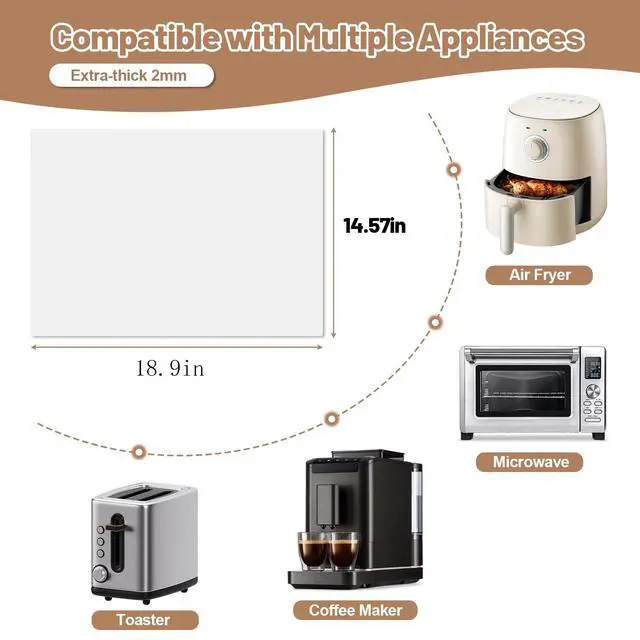 Alt view image 3 of 7 - Silicone Heat Resistant Mats for Countertop, 2MM Extra Thick Mat for Kitchen Counter, Suitable for Airfryer, Microwave, Coffee Maker, Non Slip Hot Pad, Waterproof (White Translucent, 18.9 * 14.57)