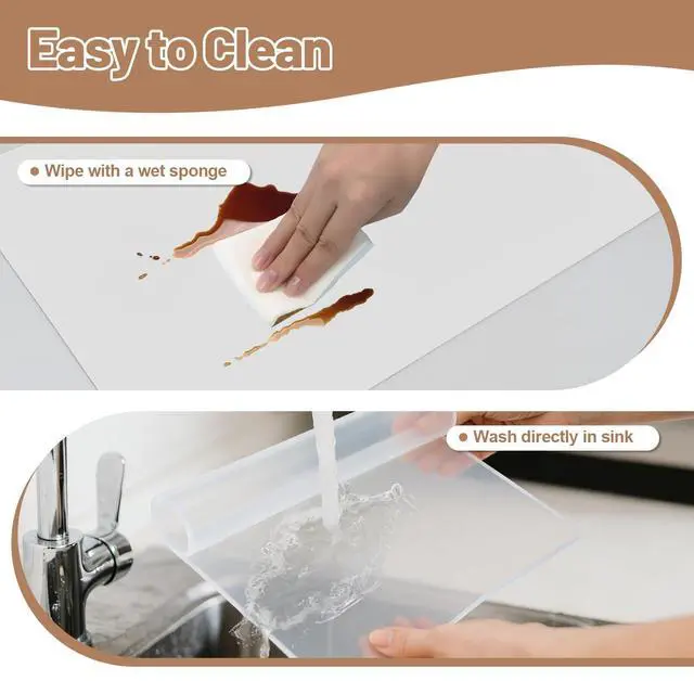 Alt view image 7 of 7 - Silicone Heat Resistant Mats for Countertop, 2MM Extra Thick Mat for Kitchen Counter, Suitable for Airfryer, Microwave, Coffee Maker, Non Slip Hot Pad, Waterproof (White Translucent, 18.9 * 14.57)