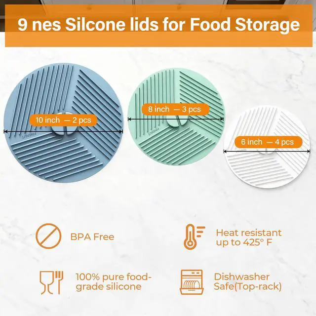 Alt view image 2 of 7 - Silicone Lids for Bowls,Pot Holders - 9-Pack Kitchen hot Pads & Microwave Splatter Cover Food Storage Universal Multi-Use Lid & Trivet Mats for Pans,Plates,Cups Heat Resistant Dishwasher Safe