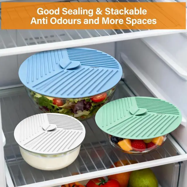 Alt view image 5 of 7 - Silicone Lids for Bowls,Pot Holders - 9-Pack Kitchen hot Pads & Microwave Splatter Cover Food Storage Universal Multi-Use Lid & Trivet Mats for Pans,Plates,Cups Heat Resistant Dishwasher Safe