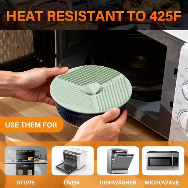Alt view image 3 of 7 - Silicone Lids for Bowls,Pot Holders - 9-Pack Kitchen hot Pads & Microwave Splatter Cover Food Storage Universal Multi-Use Lid & Trivet Mats for Pans,Plates,Cups Heat Resistant Dishwasher Safe