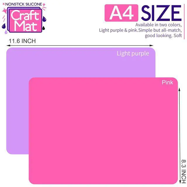 Alt view image 2 of 7 - Silicone Mat, Silicone Mats for Crafts, 2pcs Silicone Mat for Jewelry Resin Molds, Silicone Mats for UV Resin Molds, DIY Art Crafts, Hot Pink & Light Purple, 11.69" x 8.26"