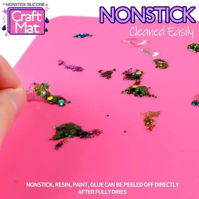 Alt view image 4 of 7 - Silicone Mat, Silicone Mats for Crafts, 2pcs Silicone Mat for Jewelry Resin Molds, Silicone Mats for UV Resin Molds, DIY Art Crafts, Hot Pink & Light Purple, 11.69" x 8.26"