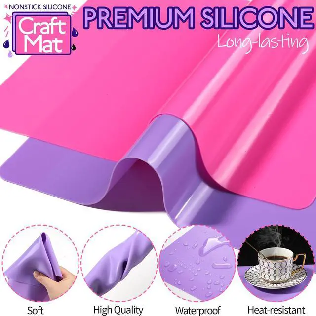 Alt view image 5 of 7 - Silicone Mat, Silicone Mats for Crafts, 2pcs Silicone Mat for Jewelry Resin Molds, Silicone Mats for UV Resin Molds, DIY Art Crafts, Hot Pink & Light Purple, 11.69" x 8.26"