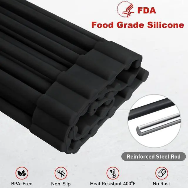 Alt view image 5 of 7 - 20.5" x 13" Roll Up Dish Drying Rack Silicone Wrapped Over The Sink Dish Drying Rack Multipurpose Foldable Sink Drying Mat, Heat-Resistant & Anti-Rust Dish Rack for Kitchen Sink, Large, Black