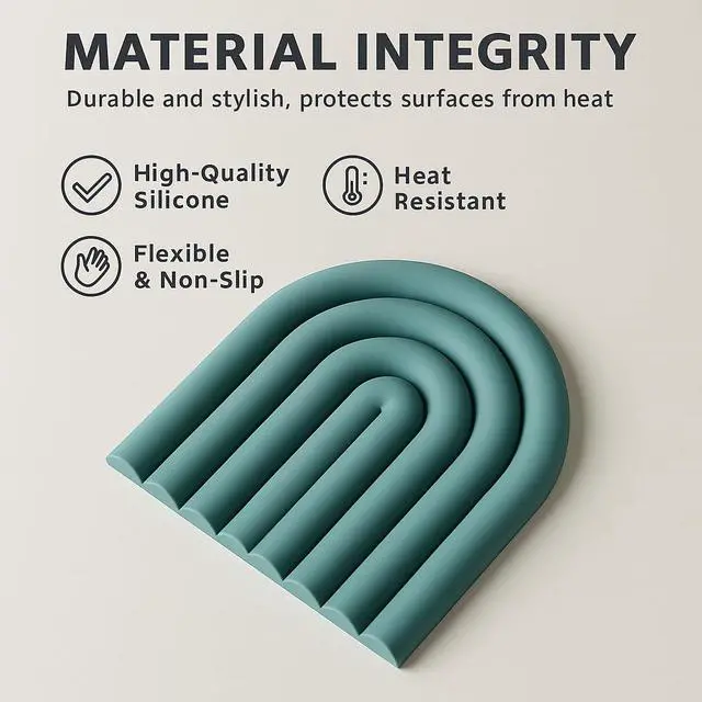 Alt view image 3 of 6 - Silicone Heat Resistant Trivet Mats Multipurpose Non-Slip Kitchen Hot Pads, Insulated Coasters & Pot Holders Modern Placemats for Dining Table & Countertop Set of 2 (Dusty Blue)