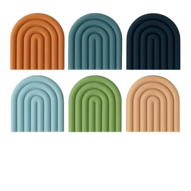 Alt view image 6 of 6 - Silicone Heat Resistant Trivet Mats Multipurpose Non-Slip Kitchen Hot Pads, Insulated Coasters & Pot Holders Modern Placemats for Dining Table & Countertop Set of 2 (Dusty Blue)