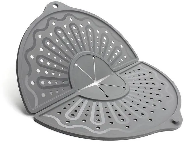 Main image of Foldable Silicone Splatter Screen for 10-12" Pans, BPA-Free, Gray