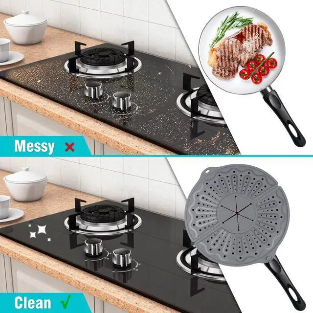 Alt view image 3 of 7 - Foldable Silicone Splatter Screen for 10-12" Pans, BPA-Free, Gray