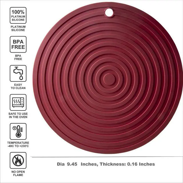 Alt view image 2 of 6 - Silicone Trivets for Hot Dishes Pots and Pans, Heat Resistant Counter Mat, Big Dia 9.45" Flexible Pot Holders Set 2 Dark Gray