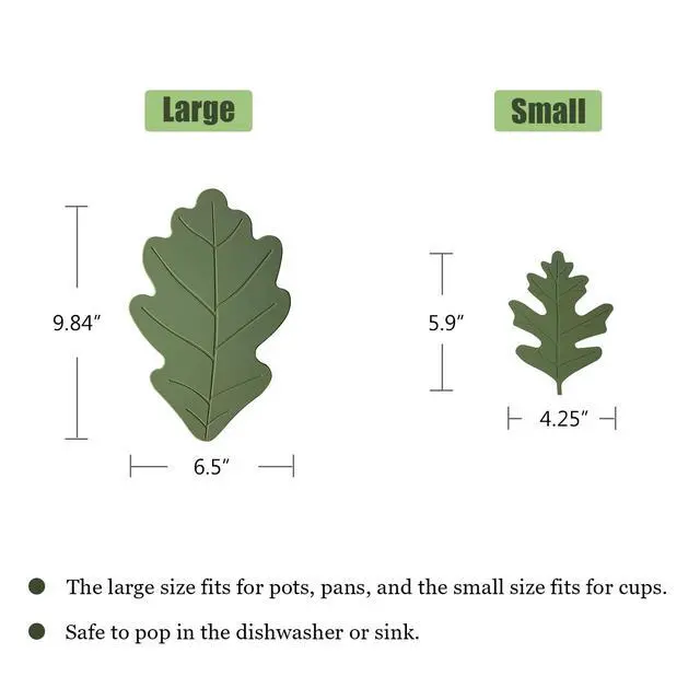 Alt view image 6 of 7 - Silicone Drink Coasters 2 Pack, Green Oak Leaf Coasters for Drinks, Soft Rubber Coaster, Protect Furniture from Water Marks or Damage, Non Slip Coasters (Small, Oak Leaf)