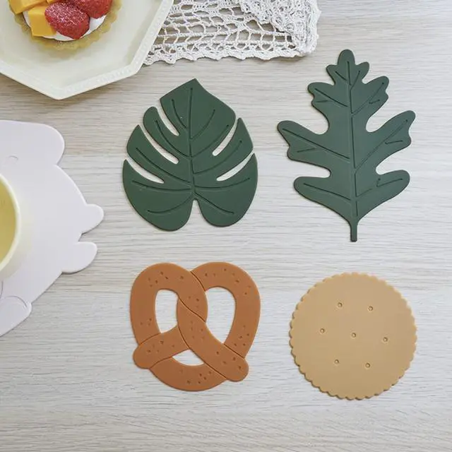 Alt view image 7 of 7 - Silicone Drink Coasters 2 Pack, Green Oak Leaf Coasters for Drinks, Soft Rubber Coaster, Protect Furniture from Water Marks or Damage, Non Slip Coasters (Small, Oak Leaf)