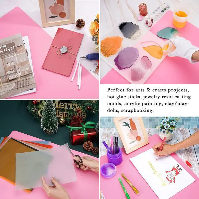 Alt view image 4 of 6 - Pink Oversize Silicone Mat 27.6" x 19.7", Silicone Sheet for Crafts, Nail Arts, Painting, Epoxy Resin Jewelry Casting Mat, Countertop Protector, Table Placemat Pad, Nonstick Nonskid