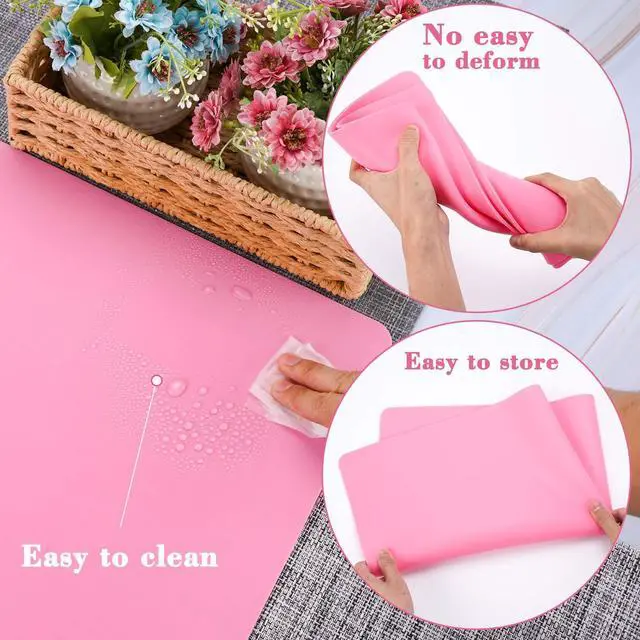 Alt view image 6 of 6 - Pink Oversize Silicone Mat 27.6" x 19.7", Silicone Sheet for Crafts, Nail Arts, Painting, Epoxy Resin Jewelry Casting Mat, Countertop Protector, Table Placemat Pad, Nonstick Nonskid
