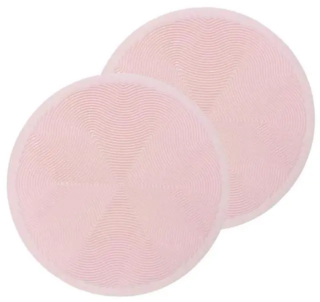 Main image of Silicone Hot Pot Holder Mats 12in (2-PCS) - Heat Resistant Countertop Protector with Non-Slip Geometric Pattern, Easy Clean Kitchen Trivet for Dining Table, Stove Top, Counter Safe Pink Big Size
