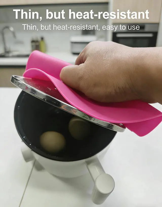 Alt view image 3 of 7 - Silicone Hot Pot Holder Mats 8in (4-PCS) - Heat Resistant Countertop Protector with Non-Slip Geometric Pattern, Easy Clean Kitchen Trivet for Dining Table, Stove Top, Counter Safe Small Pink