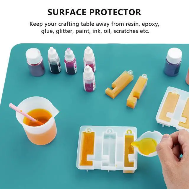 Alt view image 3 of 6 - 3PCS Silicone Sheet for Crafts, Epoxy Resin Casting Molds Mat, Multi-Purpose Counter Protector, Table Saver Pad, Placemat, Art Mat, Nonskid Nonstick, Black Green (15.7 x 11.8 inches)