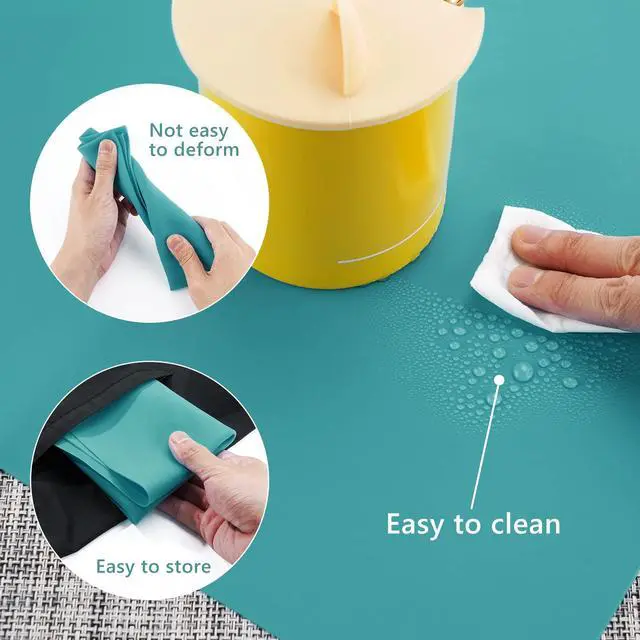Alt view image 4 of 6 - 3PCS Silicone Sheet for Crafts, Epoxy Resin Casting Molds Mat, Multi-Purpose Counter Protector, Table Saver Pad, Placemat, Art Mat, Nonskid Nonstick, Black Green (15.7 x 11.8 inches)