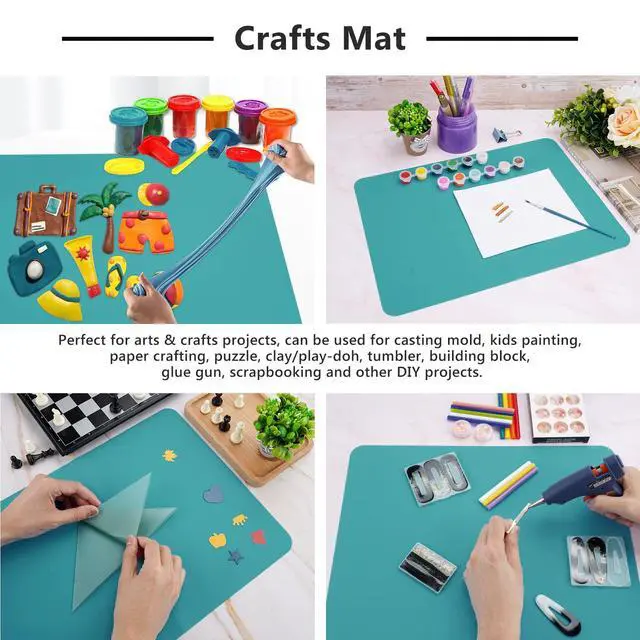 Alt view image 5 of 6 - 3PCS Silicone Sheet for Crafts, Epoxy Resin Casting Molds Mat, Multi-Purpose Counter Protector, Table Saver Pad, Placemat, Art Mat, Nonskid Nonstick, Black Green (15.7 x 11.8 inches)