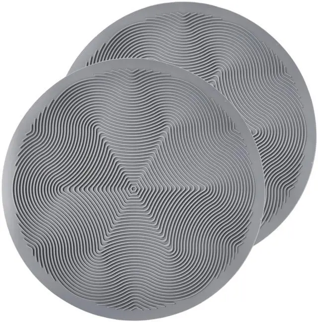 Main image of Silicone Hot Pot Holder Mats 12in (2-PCS) - Heat Resistant Countertop Protector with Non-Slip Geometric Pattern, Easy Clean Kitchen Trivet for Dining Table, Stove Top, Counter Safe Large Grey