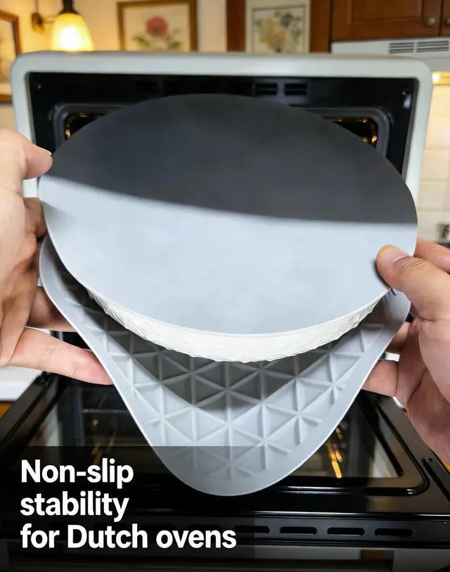 Alt view image 5 of 7 - Silicone Hot Pot Holder Mats 12in (2-PCS) - Heat Resistant Countertop Protector with Non-Slip Geometric Pattern, Easy Clean Kitchen Trivet for Dining Table, Stove Top, Counter Safe Large Grey