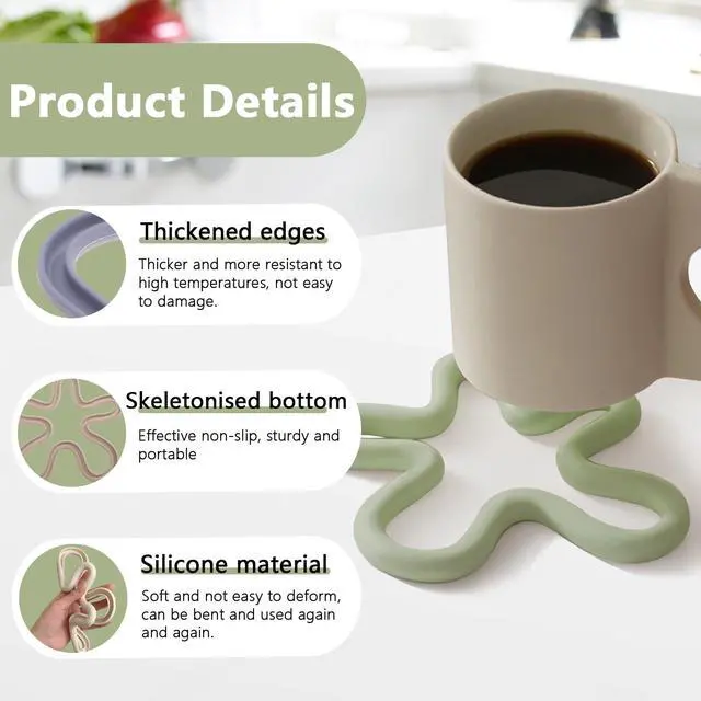 Alt view image 3 of 7 - Set Silicone Trivets for Hot Dishes, Hot Pots and Pans, Flower Heat Resistant Hot Pads for Kitchen Countertop, Table, Hot Plate Mat Pot Holders Dining Counter Decor