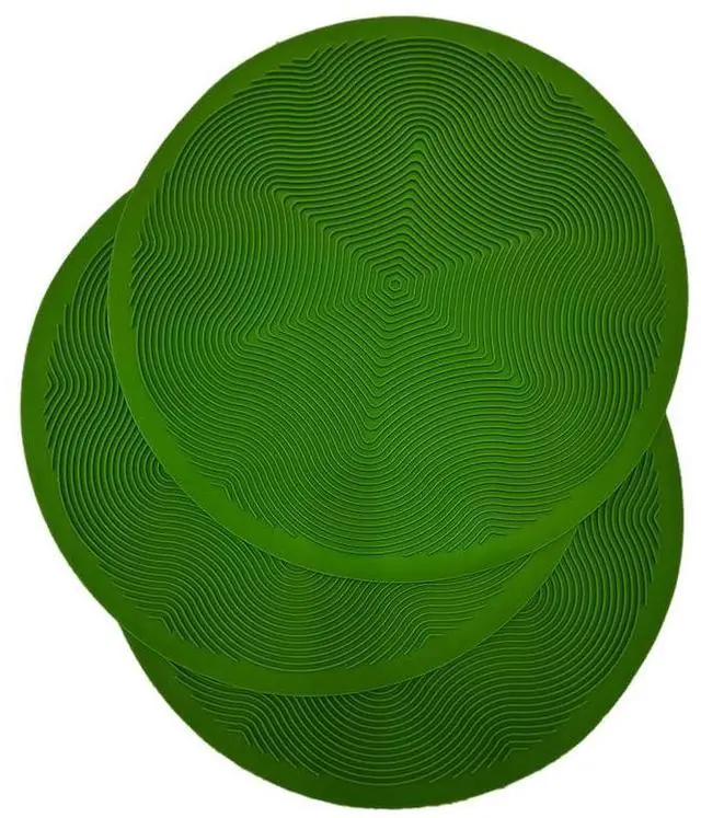 Main image of Silicone Hot Pot Holder Mats (3-Pack) - Heat Resistant Countertop Protector with Non-Slip Geometric Pattern, Easy Clean Kitchen Trivet for Dining Table, Stove Top, Counter Safe 10in Green