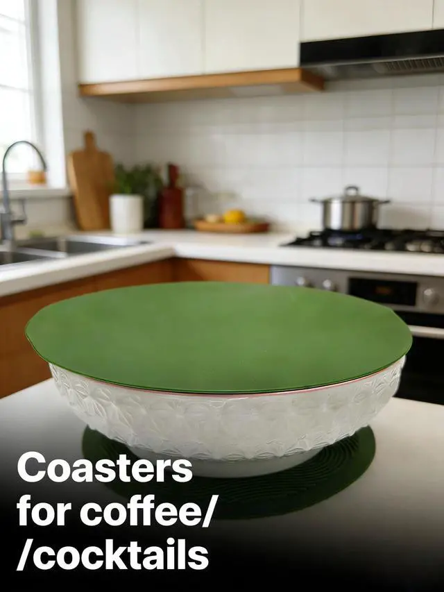 Alt view image 6 of 7 - Silicone Hot Pot Holder Mats (3-Pack) - Heat Resistant Countertop Protector with Non-Slip Geometric Pattern, Easy Clean Kitchen Trivet for Dining Table, Stove Top, Counter Safe 10in Green