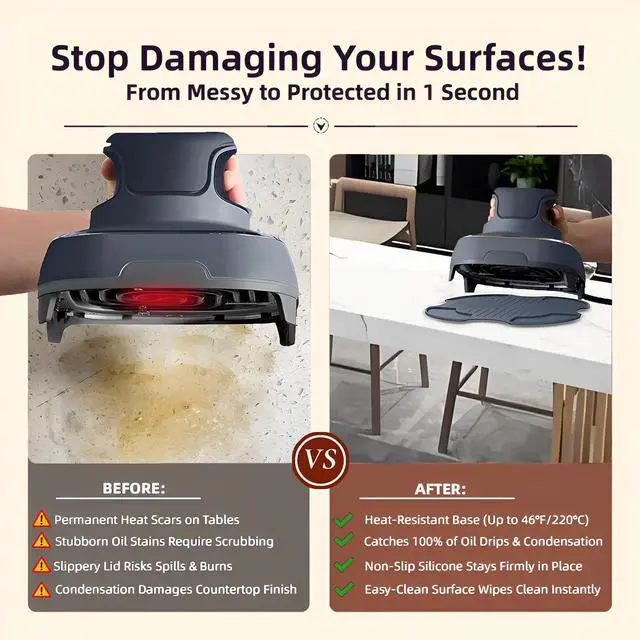 Alt view image 5 of 7 - Air Fryer Trivets Silicone for Ninja Crispi, 2 Pack Non-Slip Heatproof Pads for for Ninja Crispi Airfryer Accessories, Dishwasher Safe