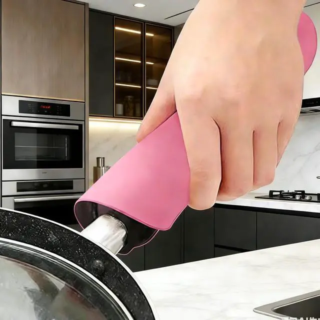 Alt view image 2 of 7 - Silicone Hot Pot Holder Mats 8in (4-PCS) - Heat Resistant Countertop Protector with Non-Slip Geometric Pattern, Easy Clean Kitchen Trivet for Dining Table, Stove Top, Counter Safe Small Pink