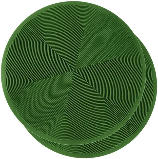 Main image of Silicone Hot Pot Holder Mats 12in (2-PCS) - Heat Resistant Countertop Protector with Non-Slip Geometric Pattern, Easy Clean Kitchen Trivet for Dining Table, Stove Top, Counter Safe Large Green
