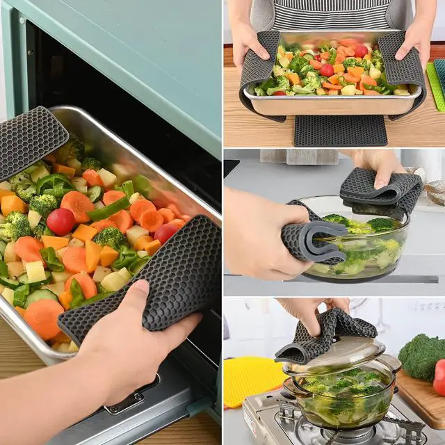 Alt view image 5 of 7 - Silicone Trivet Pot Mat for Countertop Trivest Pads Heat Resistant Table Placemats 4 Pack,Size:7.5x7.5 Inch, Color: Grey, Shape: Square