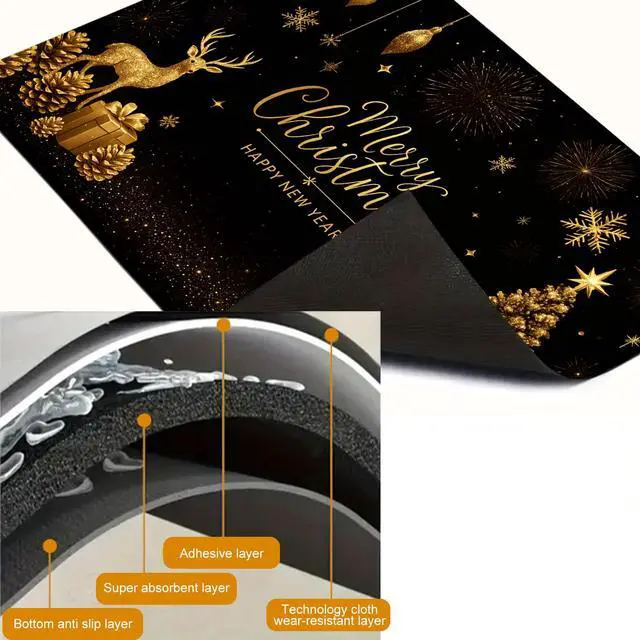 Alt view image 5 of 7 - Christmas Stove Top Cover 28x20 Inch Glass Top Protector Silicone Cooktop Mat Heat Resistant Stovetop Cover Golden Deer Tree Holiday Kitchen Decoration